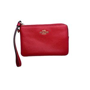 Coach Red Leather Corner Zip Wristlet